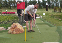 Man aiming for the cup
