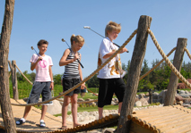 Bridge with children walking over it
