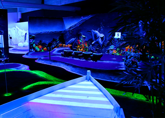 Black light golf with boat