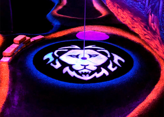 luminous lion in the adventure golf grass